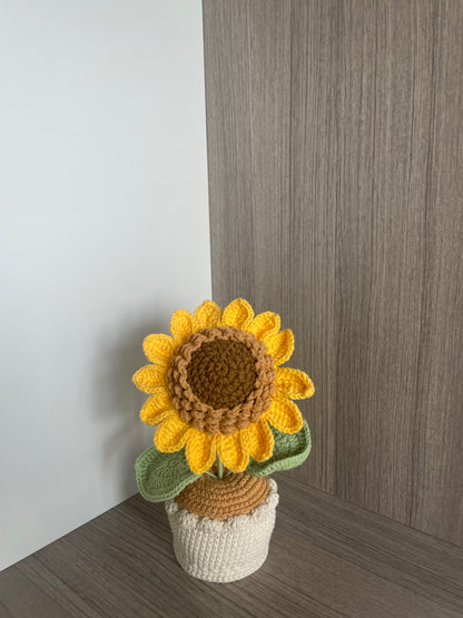 Crochet Flower Pot, Crochet Sunflower Pot