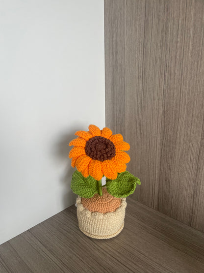 Crochet Flower Pot, Crochet Sunflower Pot