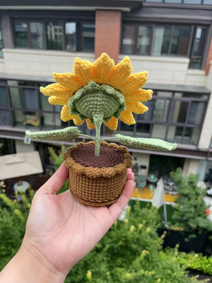 Crochet Flower Pot, Crochet Sunflower Pot