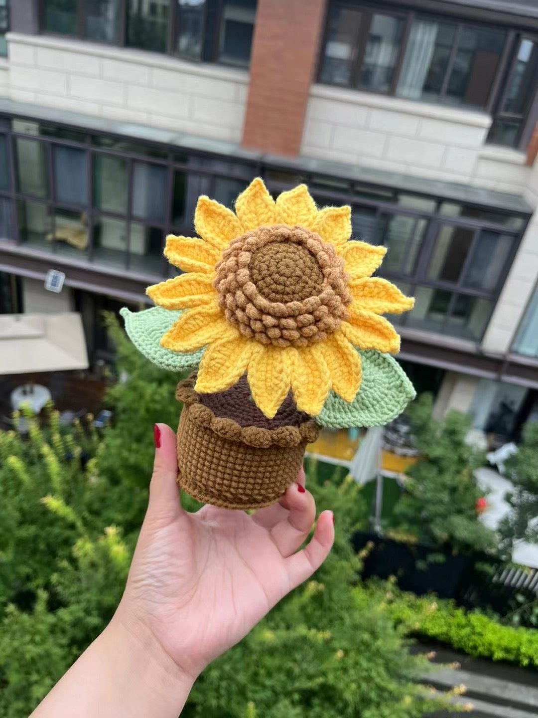 Crochet Flower Pot, Crochet Sunflower Pot