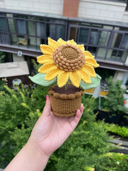 Crochet Flower Pot, Crochet Sunflower Pot