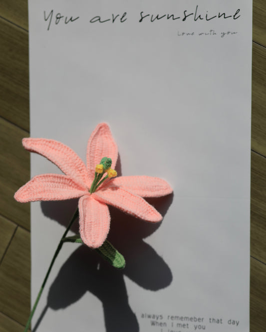Crochet Lily Flower Stems, Soft Cotton Yarn, Available in Pink/Purple/White