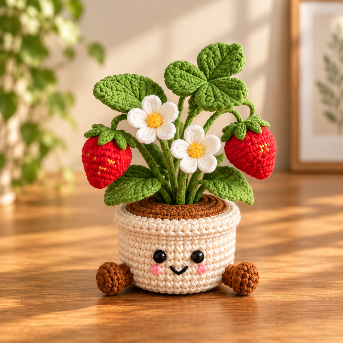 Handmade Crochet Potted Flowers – Cute Amigurumi Plant Decor, Kawaii Yarn Flowers, Unique Handmade Gift
