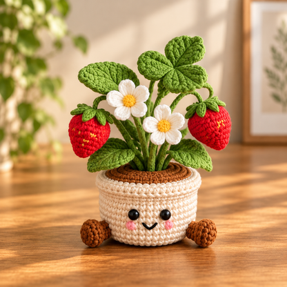 Handmade Crochet Potted Flowers – Cute Amigurumi Plant Decor, Kawaii Yarn Flowers, Unique Handmade Gift