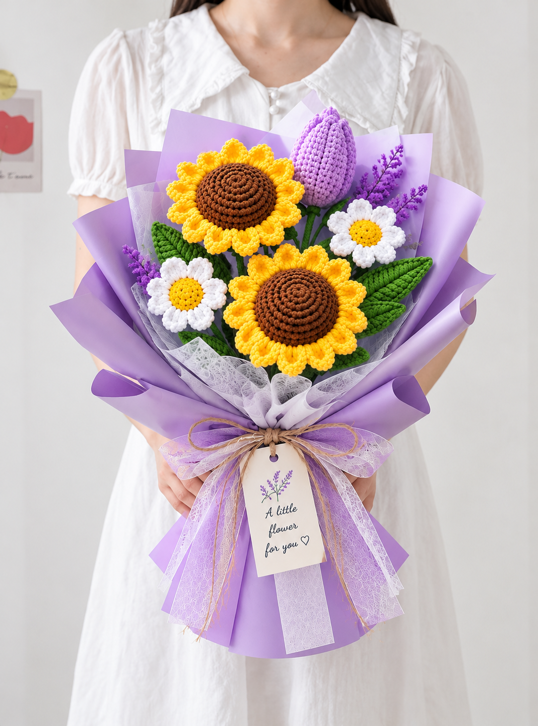 Handmade Crochet Sunflower & Daisy Bouquet – Everlasting Flower Gift