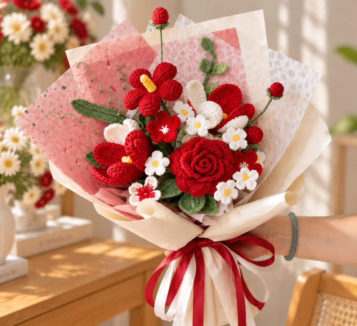 Handmade Crochet Flower Bouquet – Forever Flowers Gift