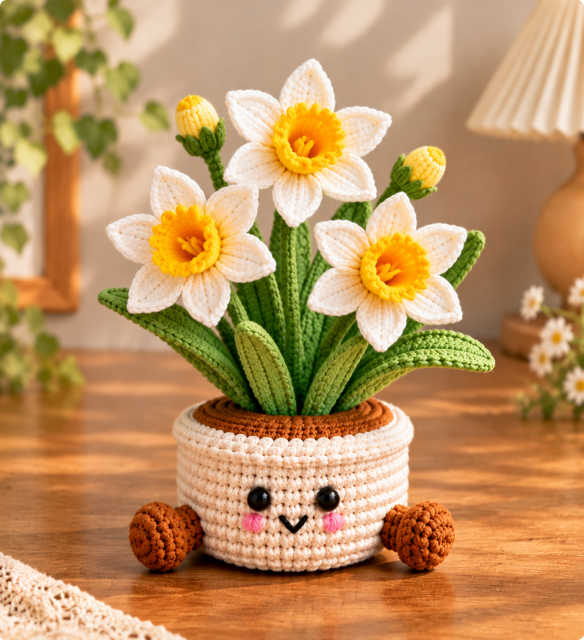 Handmade Crochet Potted Flowers – Cute Amigurumi Plant Decor, Kawaii Yarn Flowers, Unique Handmade Gift