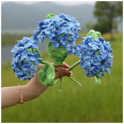 Crochet Hydrangea Flower Bouquet, Blue/Pink