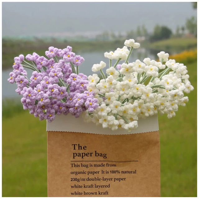 Crochet Baby's Breath Bouquet, Purple/White/Blue/Pink, Large Stem