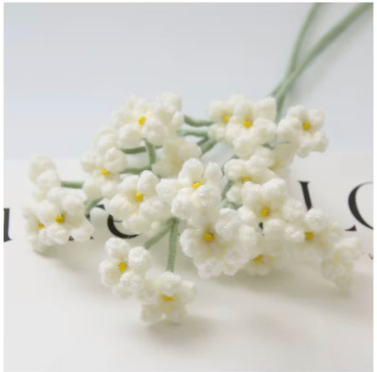Crochet Baby's Breath Stems, Large(21 flowers on 1 stem), Available in Purple/White/Blue/Pink