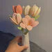 Crochet Tulip Bouquet, Light Blue/Pink/Orange Color, Small-Size Bouquet