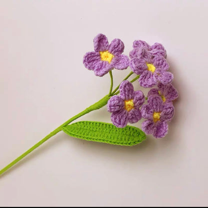 Crochet Daisy Flower Bouquet, White/Blue/Purple, Large Petal